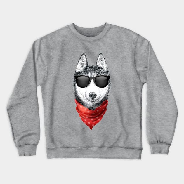 Siberian Husky Shirt with Sunglasses Crewneck Sweatshirt by Wintrly